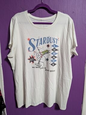 Torrid Classic Fit White STARDUST LOUNGE Graphic Tee 2X 18 20